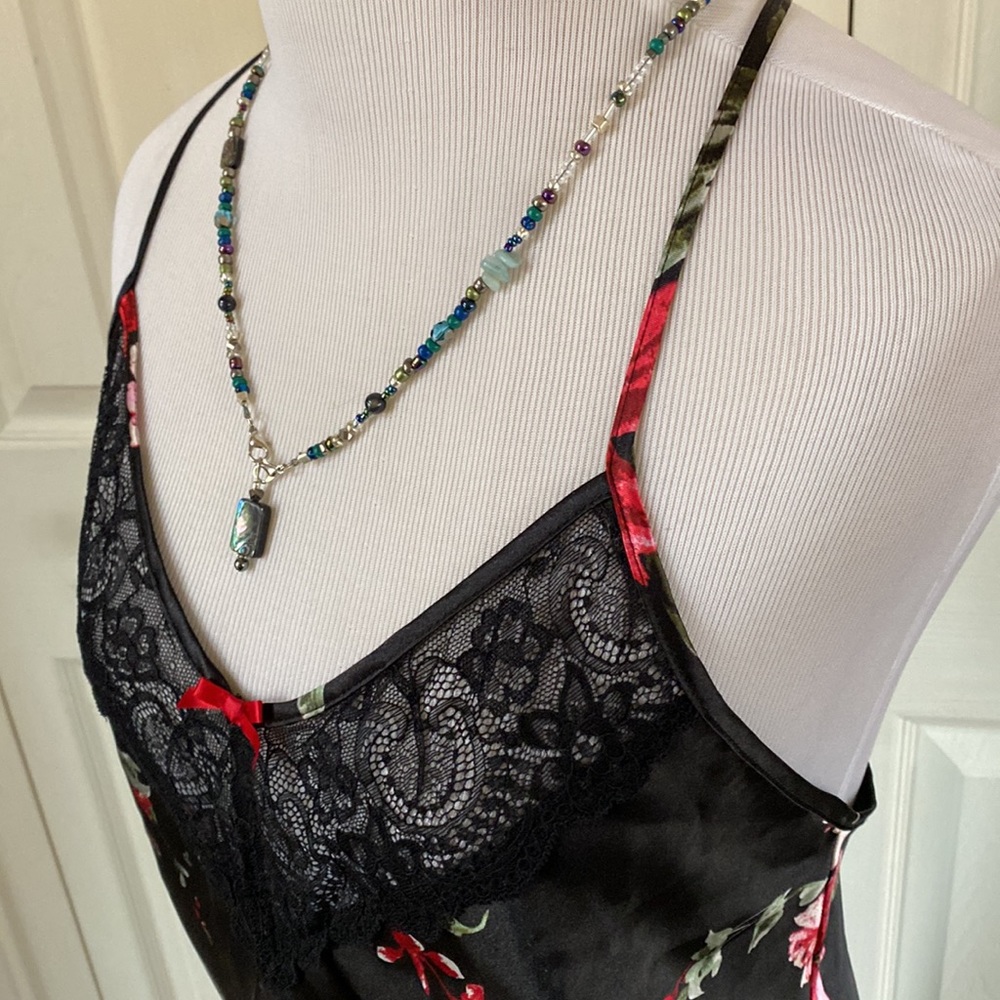 3/$19! APT 9 Black Floral Camisole Chemise Slip Cami Dress EUC!